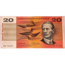 AUSTRALIA 1967 . TWENTY 20 DOLLAR BANKNOTE . COOMBS/RANDALL . FIRST PREFIX XBQ